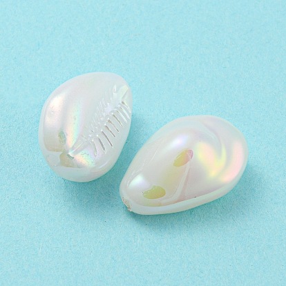 ABS Plastic Imitation Pearl Bead, Iridescence, Shell Shape