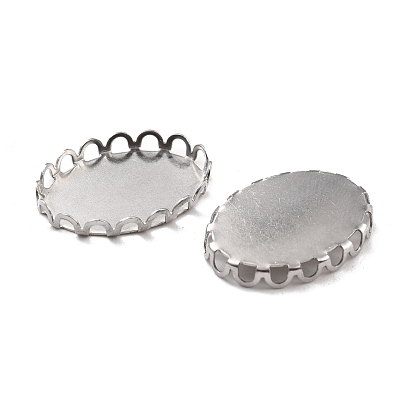 316 Surgical Stainless Steel Tray Settings, Lace Edge Bezel Cups, Oval