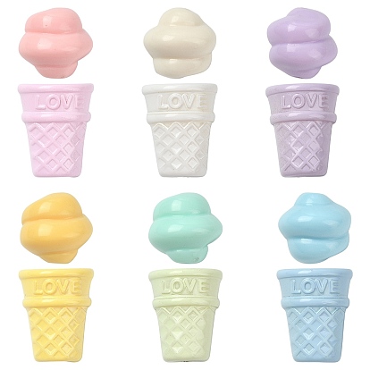 60 шт 2 стили непрозрачные акриловые бусины, имитация еды, рожок мороженого и раковина