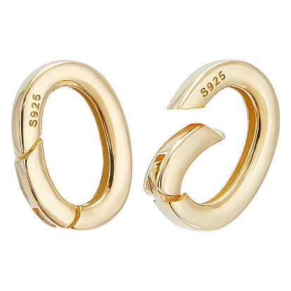 2pcs Sterling Silver Spring Gate Rings, Oval