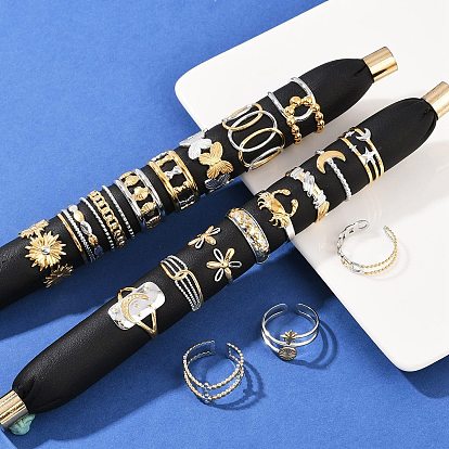 304 двухцветные манжетные кольца из нержавеющей стали, ионное покрытие (ip), золотые и нержавеющая сталь цвет