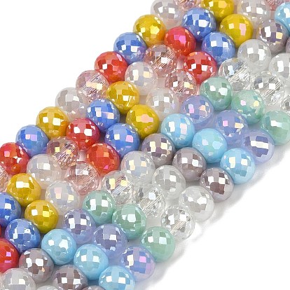 Стеклянные бусины с гальваническим покрытием , рондель, граненые