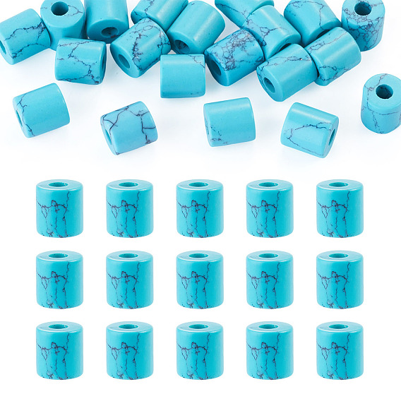 20Pcs Synthetic Turquoise Beads, Column