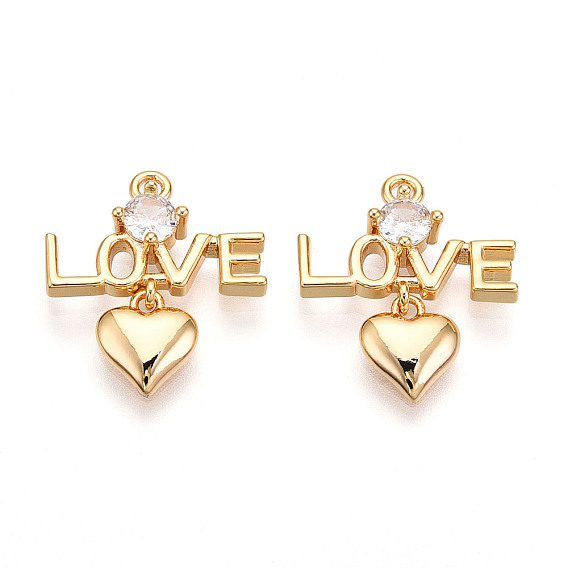 Латунные микро проложить кубического циркония подвески, слова любви и сердечки