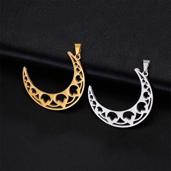 Шкентели нержавеющей стали, лазерная резка, Полая луна с цветочным шармом