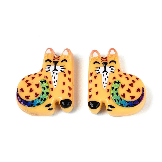 Печатные непрозрачные бусины из смолы, кошка