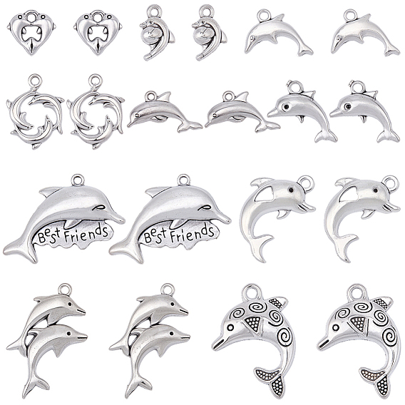 40 шт 10 стили подвески из сплава в тибетском стиле, прелести дельфинов