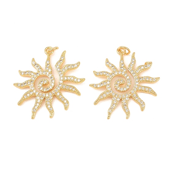 Латунные микропаве прозрачные подвески с фианитом, солнечные чары, стойки покрытие, долговечный, без свинца и без кадмия