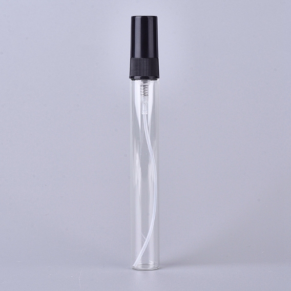 Mini botellas de spray de vidrio recargables, con pulverizador de niebla fina de plástico y tapa antipolvo, para perfume, aceite esencial
