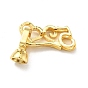 Rack Plating Brass Fold Over Clasps, Cadmium Free & Lead Free, Long-Lasting Plated, Valentine's Day, Number 52 and Heart
