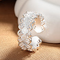 Открытые кольца-манжеты из латуни с микропаве и кубическим цирконием в форме кружева для женщин., цветок