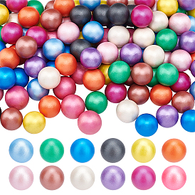 Painted 120Pcs 12 Colors Natural Wood Beads, Pearlized, No Hole/Undrilled, Round
