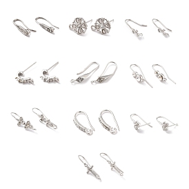 Rack Plating Brass Cubic Zirconia Earring Findings, Mixed Shape