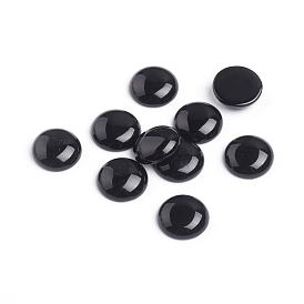 Natural Black Agate Cabochons, Dyed & Heated, Half Round