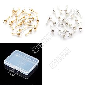 BENECREAT 20Pcs 2 Colors Brass Peg Bails Pendants, For Half Drilled Beads, Long-Lasting Plated, Lead Free & Cadmium Free & Nickel Free, Matte Style