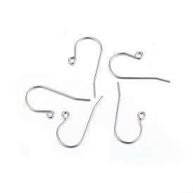 316 Stainless Steel Earring Hooks, Ear Wire, with Horizontal Loop