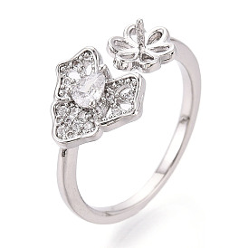 Оправы для колец-манжет из листовой латуни с микропаве из прозрачного кубического циркония, за половину пробурено бисера