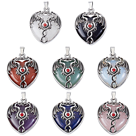 DIY Gemstone Pendant Necklaces Kits, including 8Pcs Gemstone Pendants, 8Pcs Round Polyester Braided Cord Necklace Making