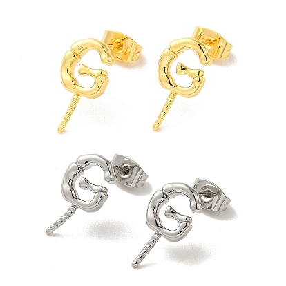 Messing ohrstecker erkenntnisse, Buchstaben g, für die Hälfte gebohrt Perlen