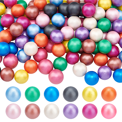 Painted 120Pcs 12 Colors Natural Wood Beads, Pearlized, No Hole/Undrilled, Round
