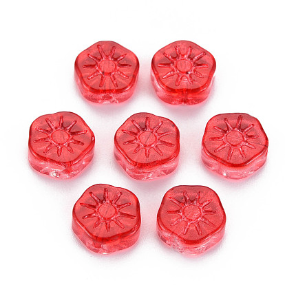 Transparent Glass Beads, Plum Blossom Flower