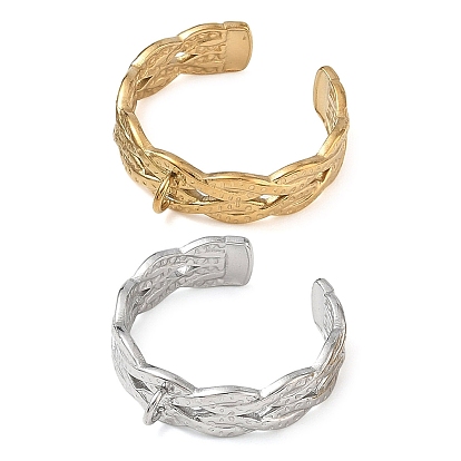 Braided 304 Stainless Steel Finger Rings Components, with Loop, Ion Plating(IP)