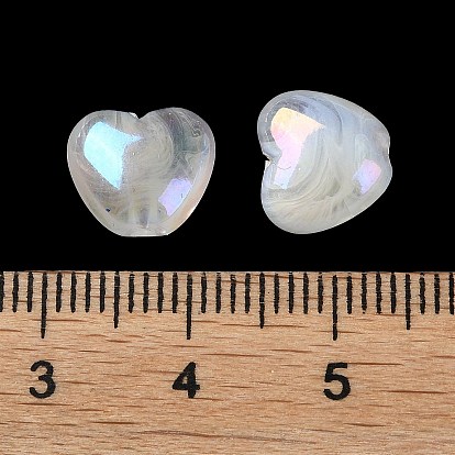 Opaque Acrylic Beads, AB Color, Heart