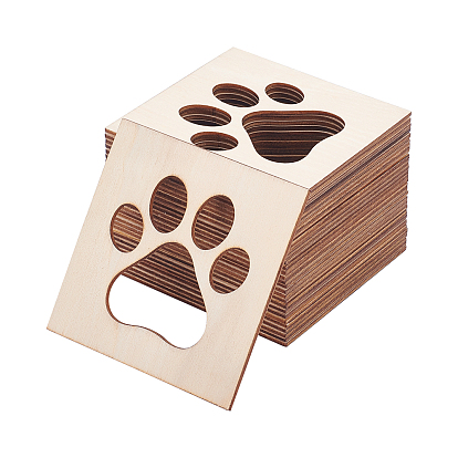 Unfinished Wood Cutouts, Laser Cut Wood Shapes, for Home Decor Ornament, DIY Craft Art Project, Dog Paw Prints