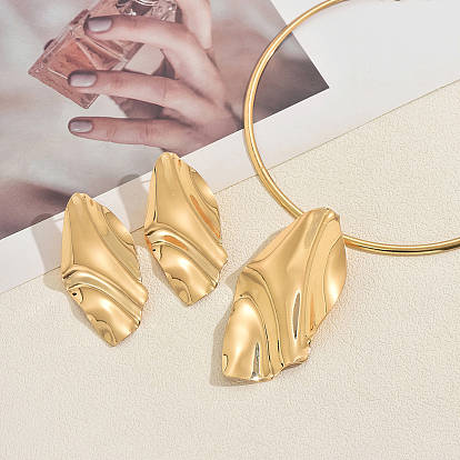 Комплекты из колье и серег-гвоздиков с подвеской в виде железного листа для женщин