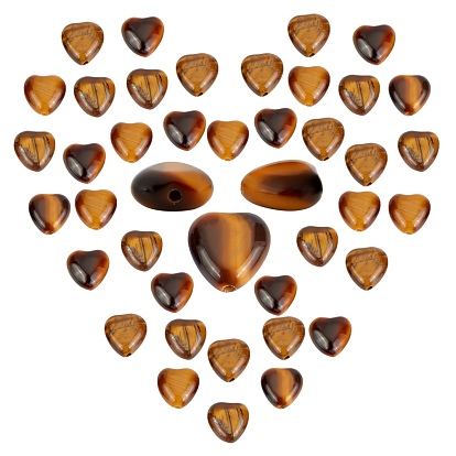 Natural Tiger Eye Beads Strands, Heart