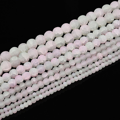 Стеклянные бусины кракле, круглые, два тона, матовые