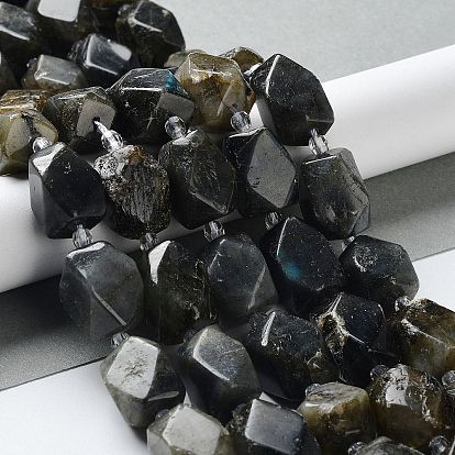 Natural Larvikite Beads Strands, with Seed Beads, Faceted, Rhombus