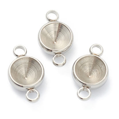 202 Stainless Steel Connector Rhinestone Settings, for Pointed Back Rivoli Rhinestone, Flat Round