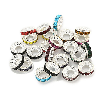 Латуни европейского бисера, со стеклом, бусины с большим отверстием, долговечный, без свинца и без кадмия, плоско-круглые