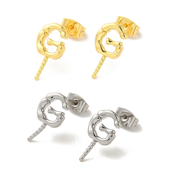 Messing ohrstecker erkenntnisse, Buchstaben g, für die Hälfte gebohrt Perlen