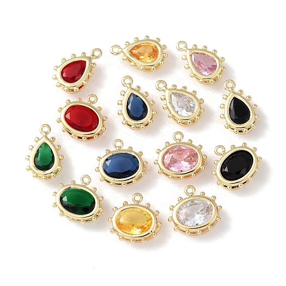 Латунь стекло амулеты, граненые, золотые