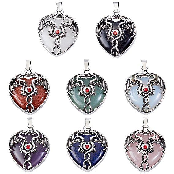 DIY Gemstone Pendant Necklaces Kits, including 8Pcs Gemstone Pendants, 8Pcs Round Polyester Braided Cord Necklace Making