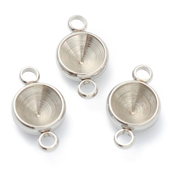 202 Stainless Steel Connector Rhinestone Settings, for Pointed Back Rivoli Rhinestone, Flat Round