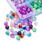 360Pcs 12 Colors Spray Painted Crackle Glass Beads Strands, Round, Two Tone
