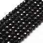 Natural Black Onyx Beads Strands, Grade A, Faceted, Round