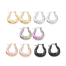 Ion Plating(IP) 304 Stainless Steel Hoop Earrings for Women, Teardrop