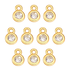10 шт. 925 плоские круглые подвески из стерлингового серебра с микропаве из прозрачных кубических цирконий