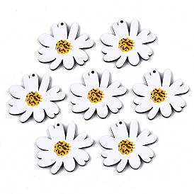 Pendentifs en tilleul imprimé, une marguerite
