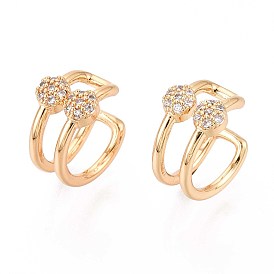 Латунные серьги-манжеты из прозрачного кубического циркония, двухслойный с-образный