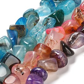 Natural Dragon Veins Agate Beads Strands, Dyed & Heated, Nuggets, Tumbled Stone