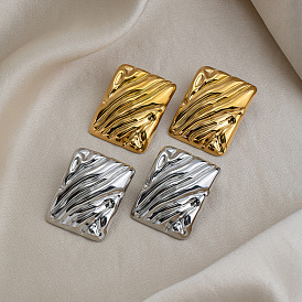 304 серьги-гвоздики из нержавеющей стали, прямоугольные