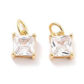 Латунь стекло кулоны, с целью перехода в кольце, квадратный