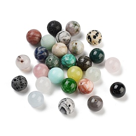 Natural Mixed Gemstone Beads, Round, Mixed Dyed and Undyed