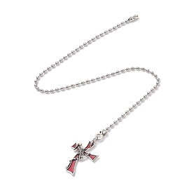 Alloy Enamel Ceiling Fan Pull Chain Extenders, Halloween Cross Pendant Decoration, with 304 Stainless Steel Ball Chains