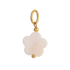 Природные подвески оболочки, подвески-цветы с 304 фурнитурой из нержавеющей стали, ионное покрытие (ip), реальный 18 k позолоченный